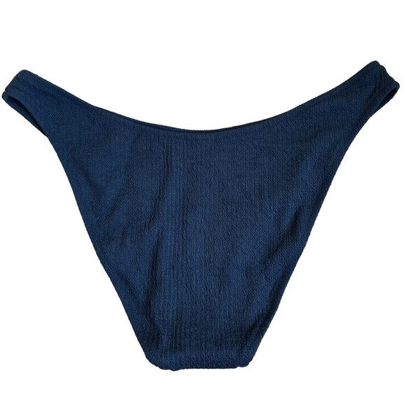 NWT J.Crew Midnight Blue Scrunchie Textured Curved Waist Cheeky Bikini Bottom XL - Picture 9 of 15